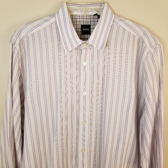 Hugo Boss BOSS Stripe Button Down Dress Shirt XL - Picture 2 of 16